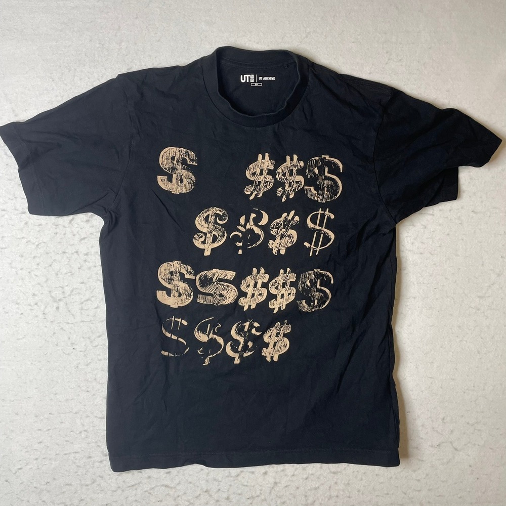 Uniqlo UT Andy‎ Warhol Archive Black Dollar Sign Graphic T Shirt Size S P